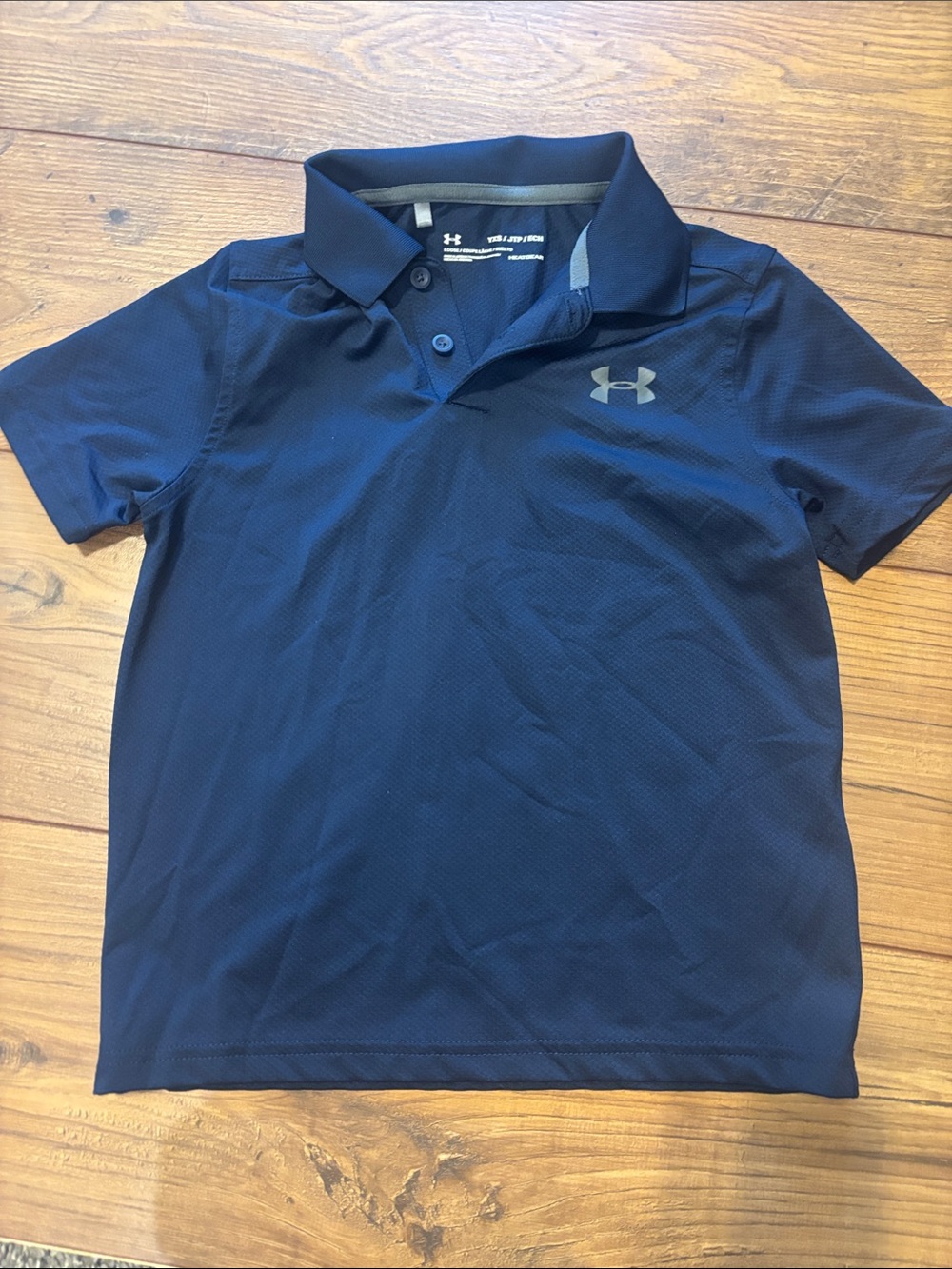 Under Armour Navy Blue Boys' Performance Polo with Gray Logo